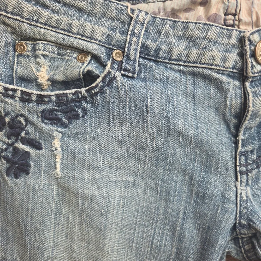 Y2K American Eagle Flare‎ Jeans 6 Low Rise Stretch  Embroidered Distressed 6R
